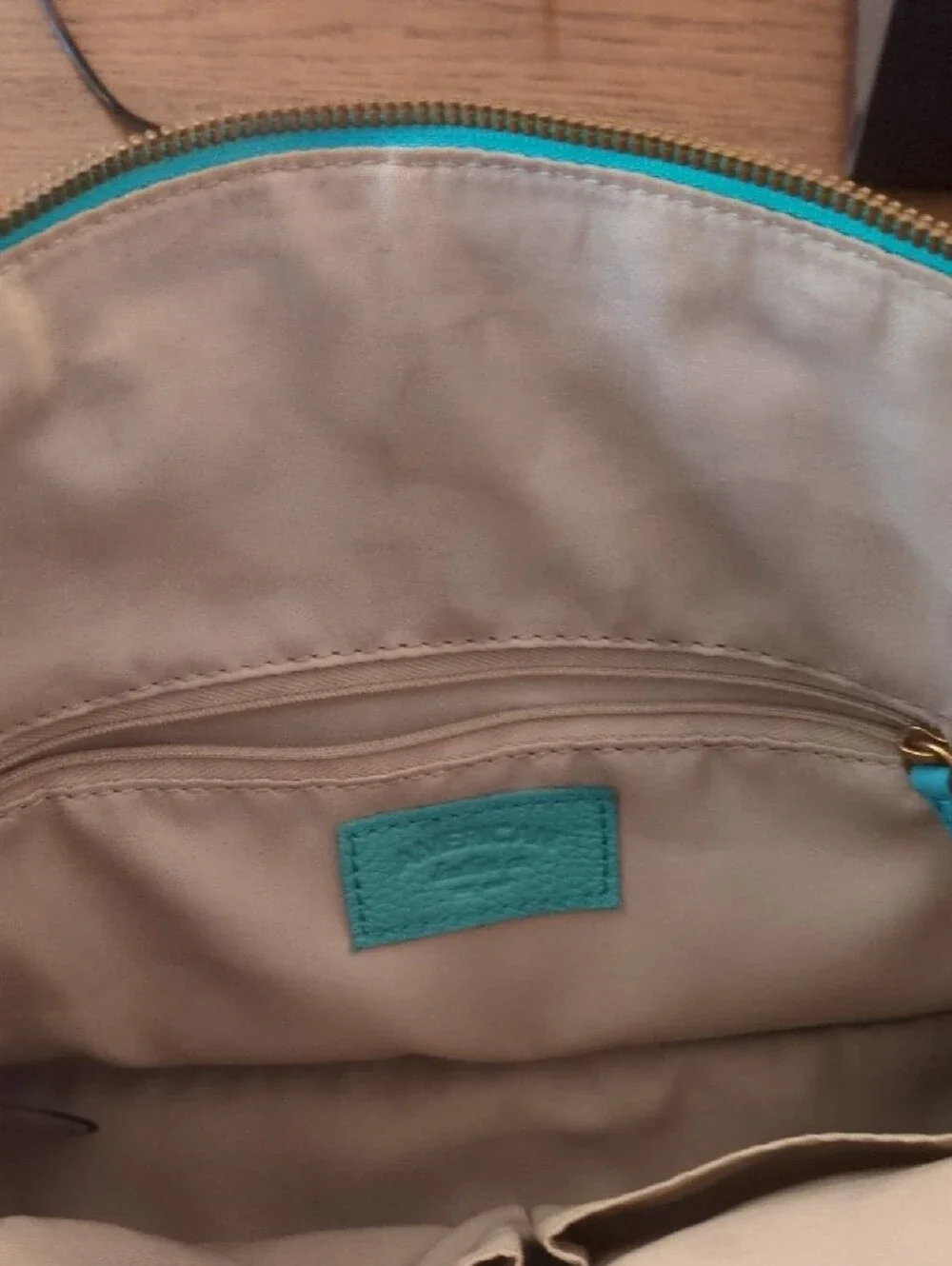 Teal Pebbled Leather Satchel Handbag